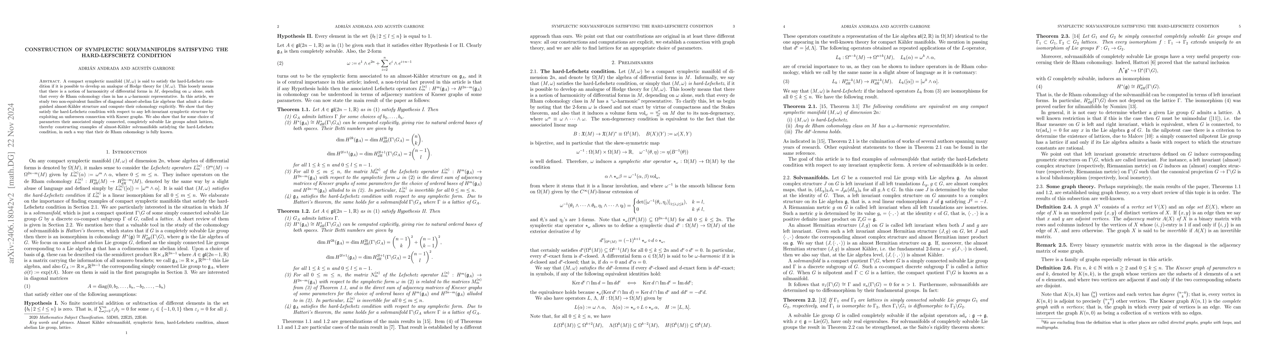Thumbnail for Construction of almost K\"ahler solvmanifolds satisfying the
  hard-Lefschetz condition