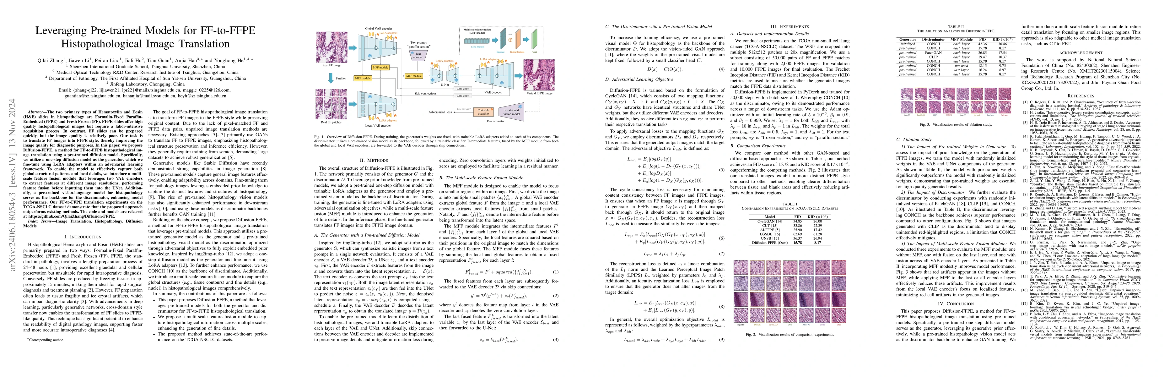 Thumbnail for Leveraging Pre-trained Models for FF-to-FFPE Histopathological Image
  Translation