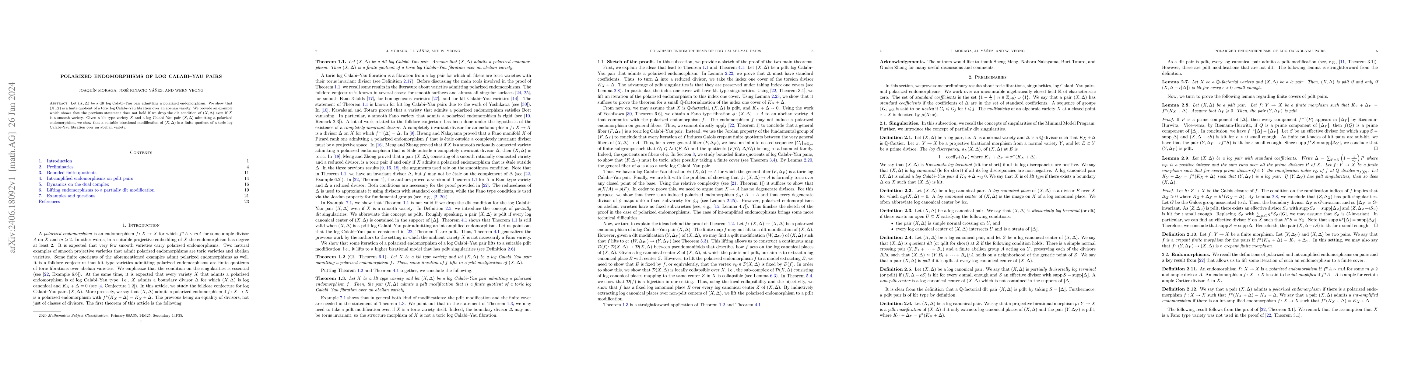 Thumbnail for Polarized endomorphisms of log Calabi-Yau pairs