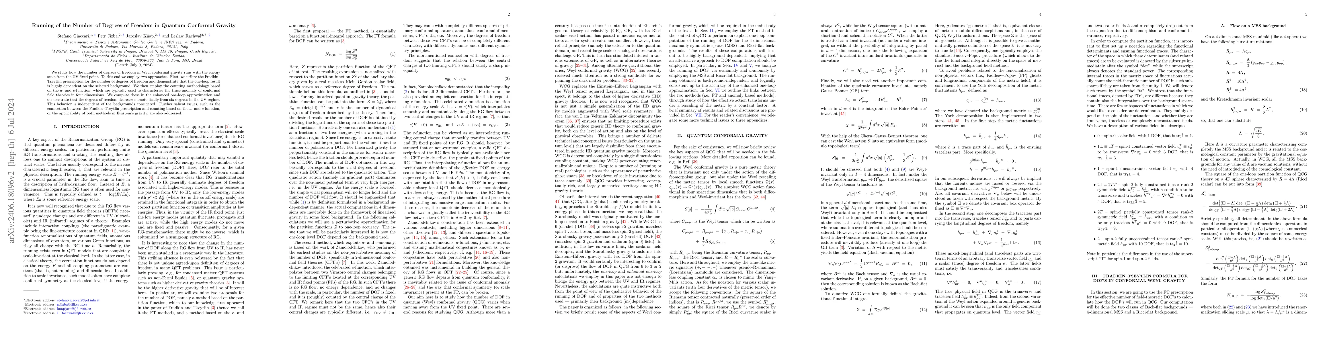 Thumbnail for Running of the Number of Degrees of Freedom in Quantum Conformal Gravity