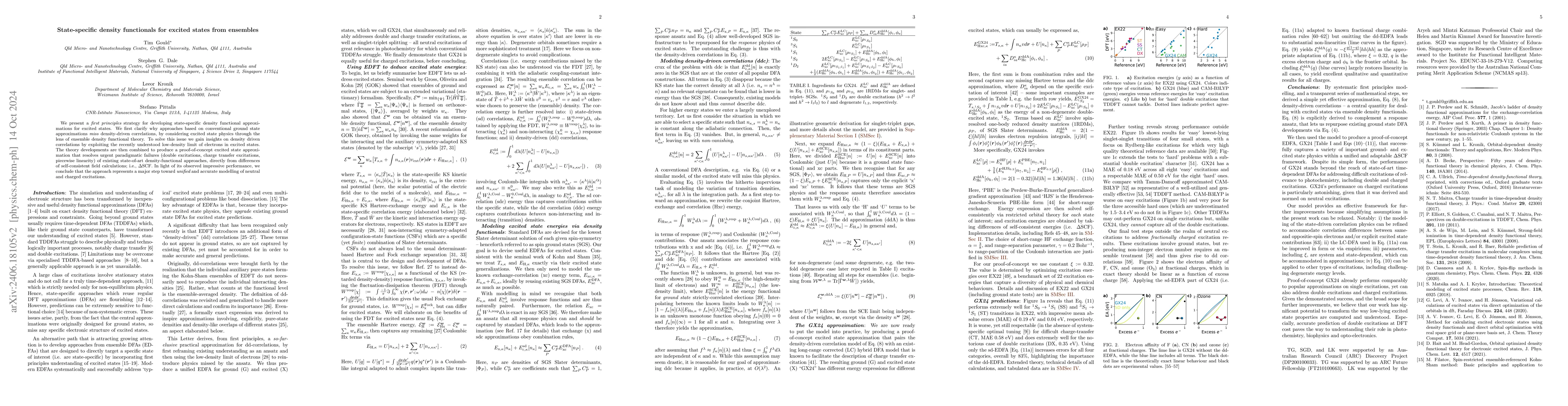 Thumbnail for Excitation energies from state-specific ensemble density functionals
  with density-driven correlations