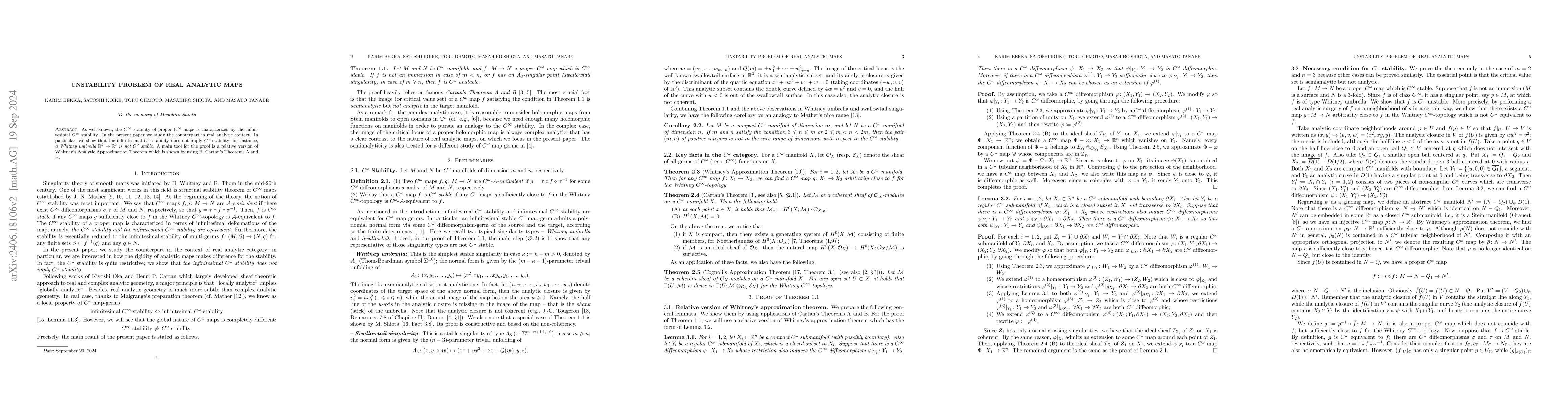 Thumbnail for Unstability problem of real analytic maps