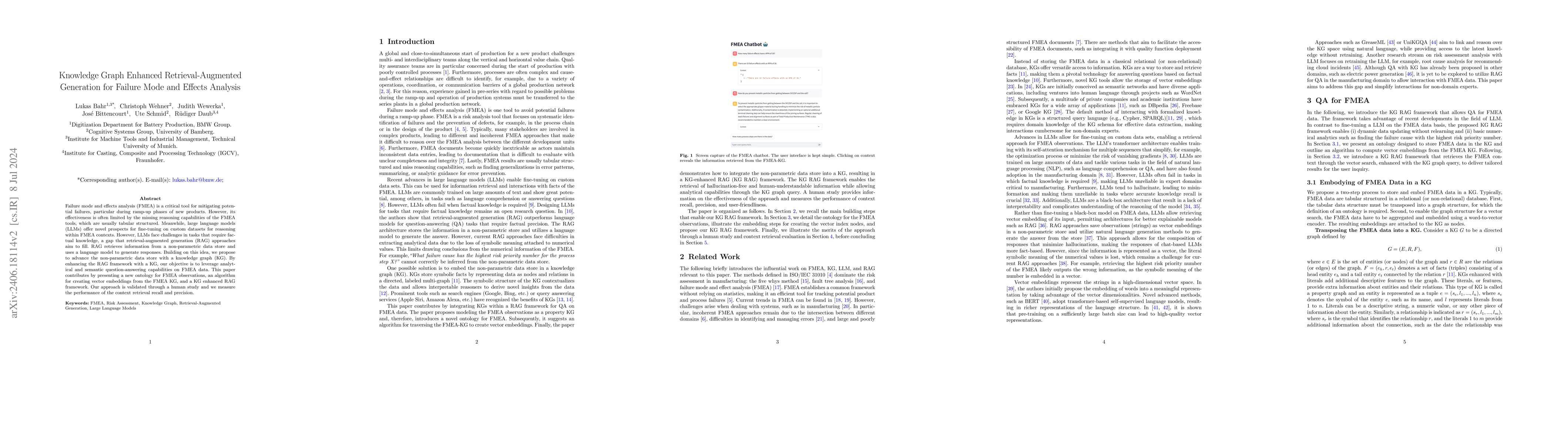 Thumbnail for Knowledge Graph Enhanced Retrieval-Augmented Generation for Failure Mode
  and Effects Analysis