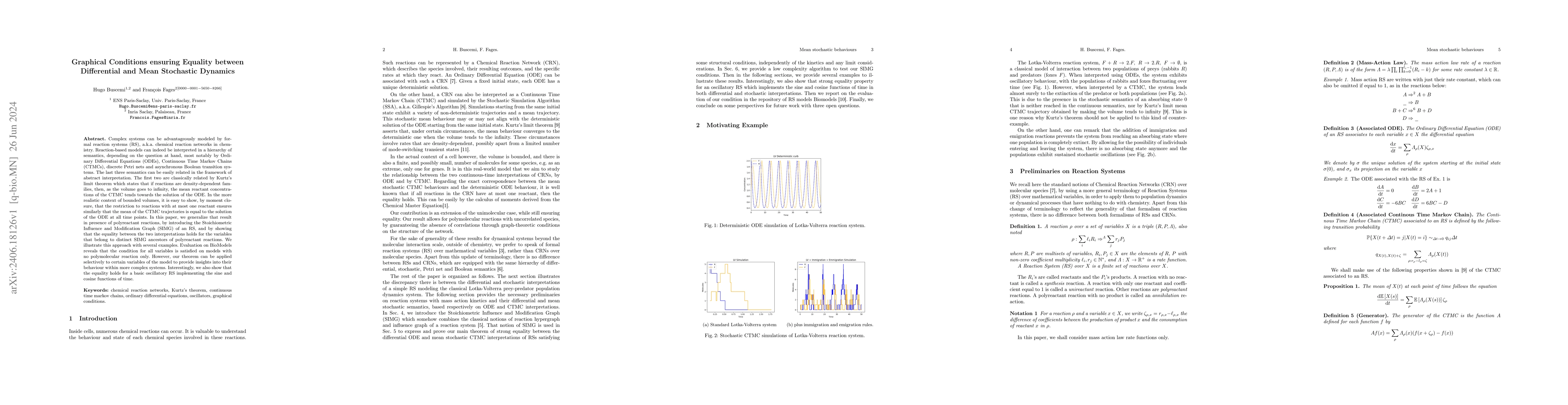 Thumbnail for Graphical Conditions ensuring Equality between Differential and Mean
  Stochastic Dynamics