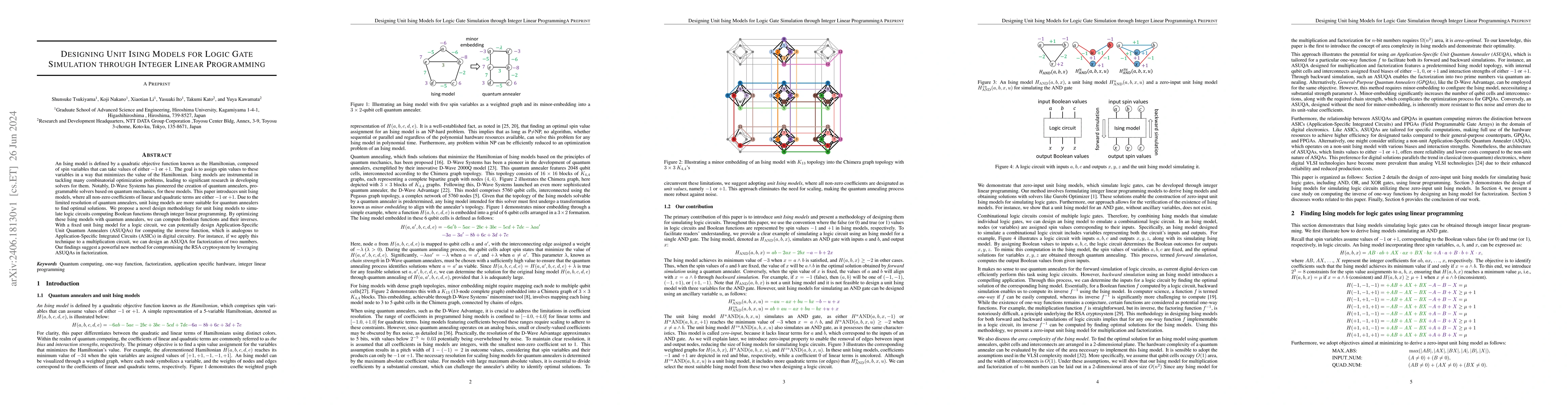 Thumbnail for Designing Unit Ising Models for Logic Gate Simulation through Integer
  Linear Programming