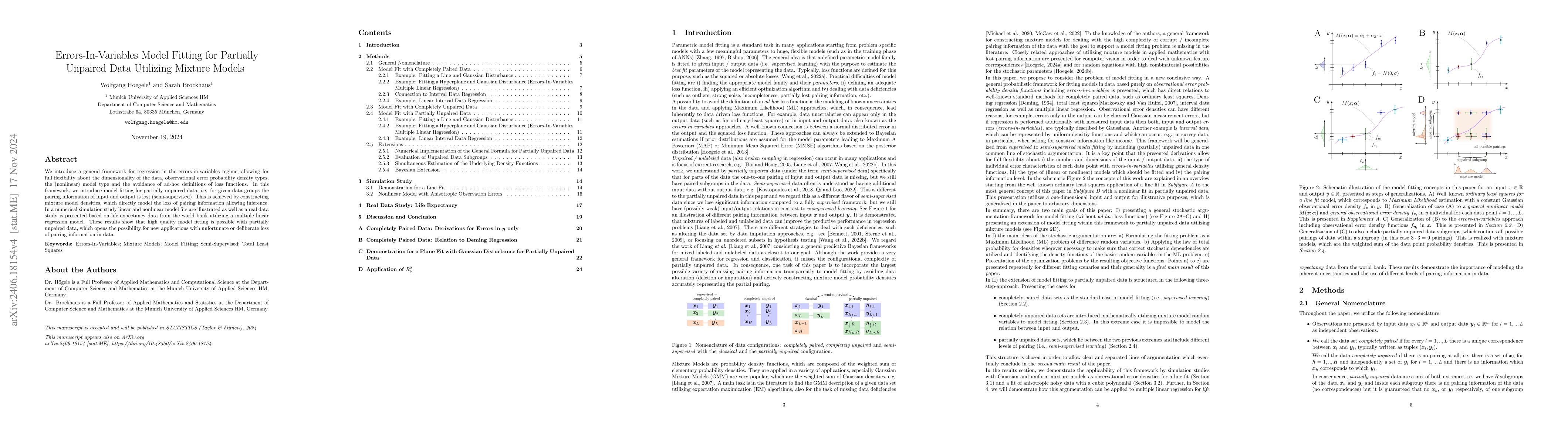 Thumbnail for Errors-In-Variables Model Fitting for Partially Unpaired Data Utilizing
  Mixture Models