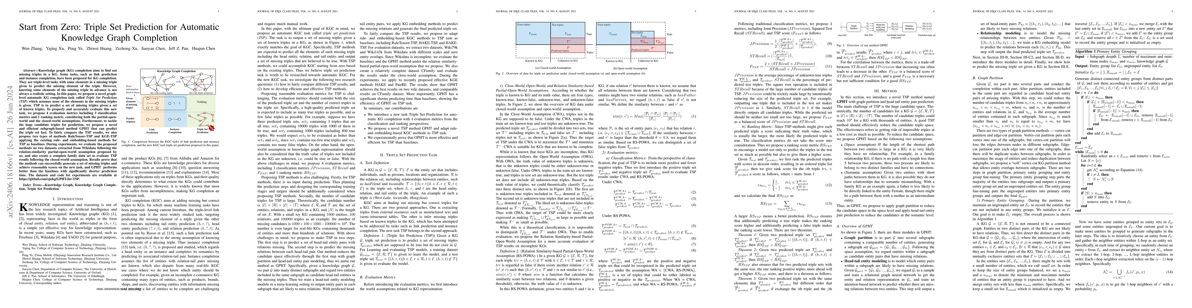 Thumbnail for Start from Zero: Triple Set Prediction for Automatic Knowledge Graph
  Completion