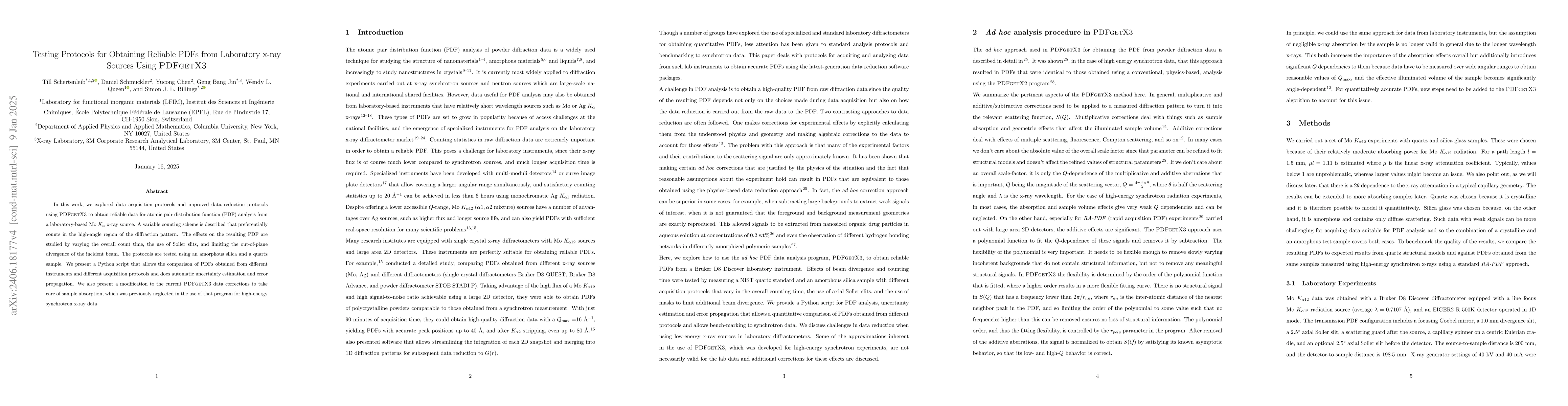 Thumbnail for Protocols for Obtaining Reliable PDFs from Laboratory x-ray Sources
  Using PDFgetX3