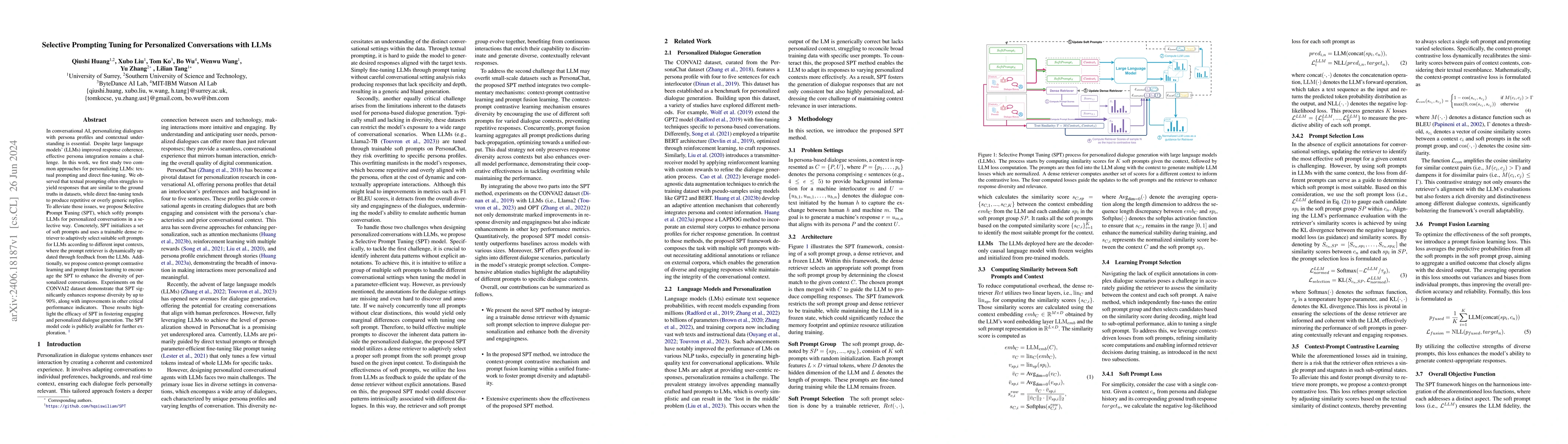 Thumbnail for Selective Prompting Tuning for Personalized Conversations with LLMs