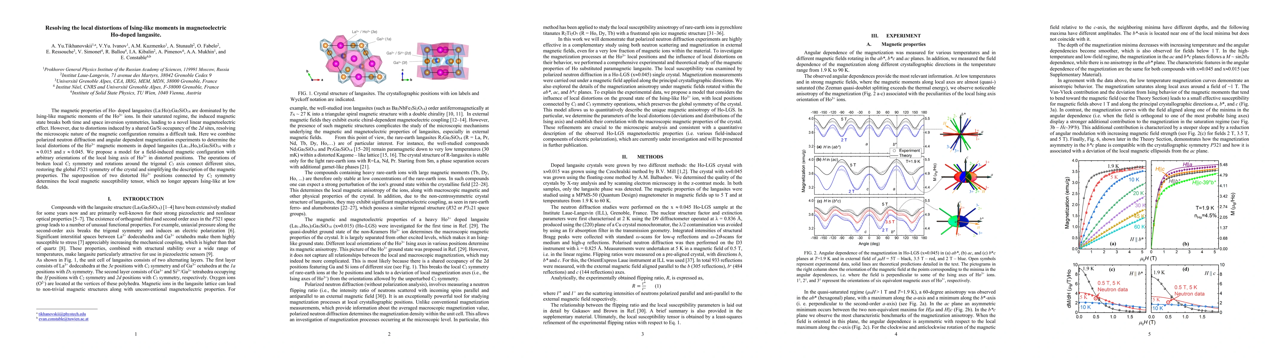 Thumbnail for Resolving the local distortions of Ising-like moments in magnetoelectric
  Ho-doped langasite