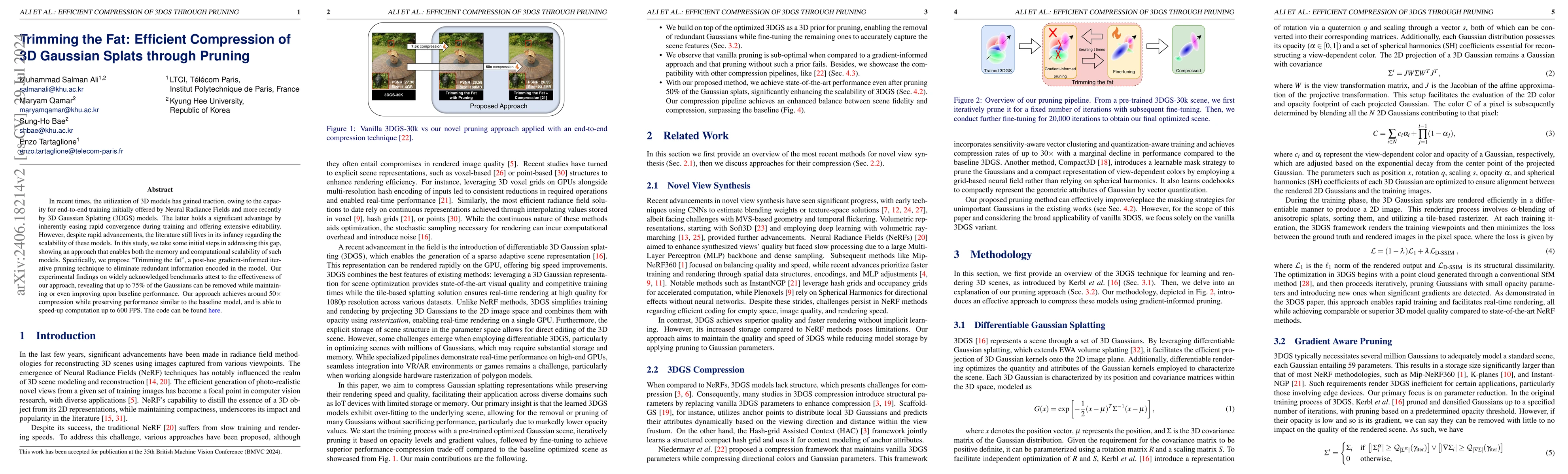 Thumbnail for Trimming the Fat: Efficient Compression of 3D Gaussian Splats through
  Pruning