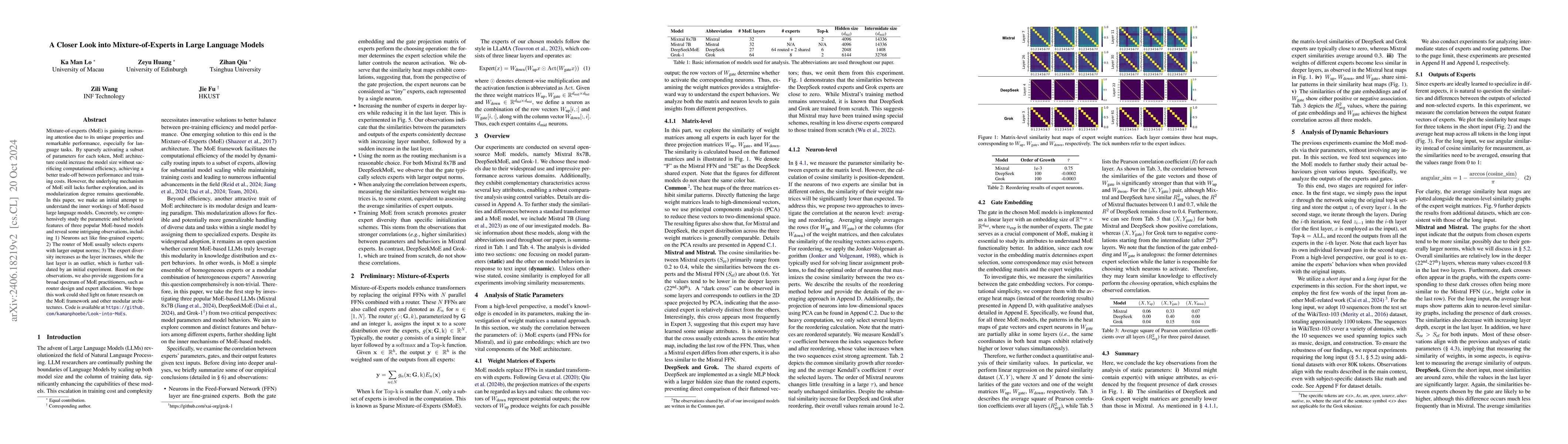Thumbnail for A Closer Look into Mixture-of-Experts in Large Language Models