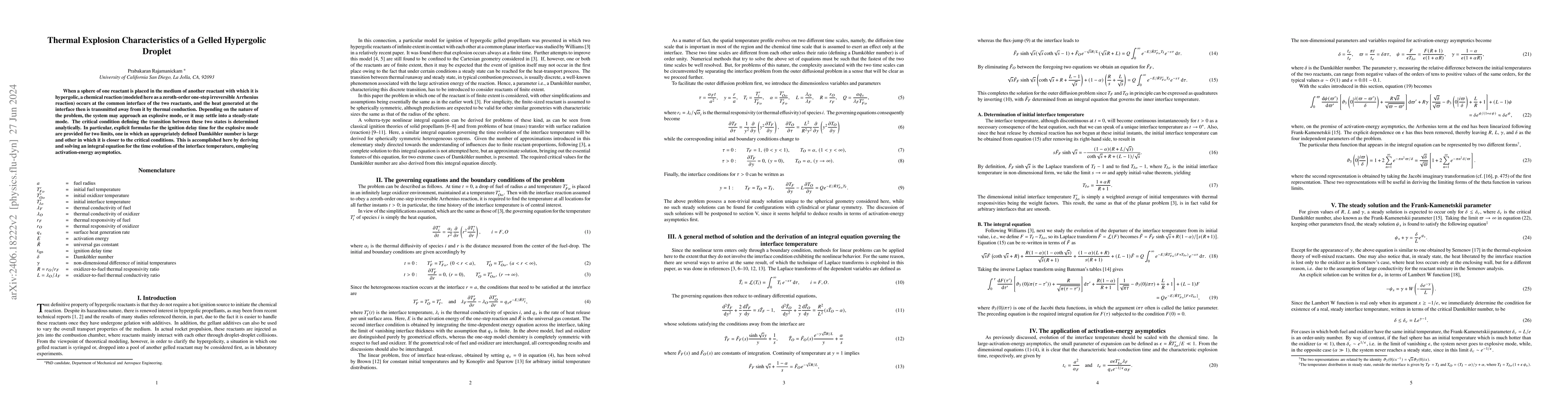 Thumbnail for Thermal explosion characteristics of a gelled hypergolic droplet