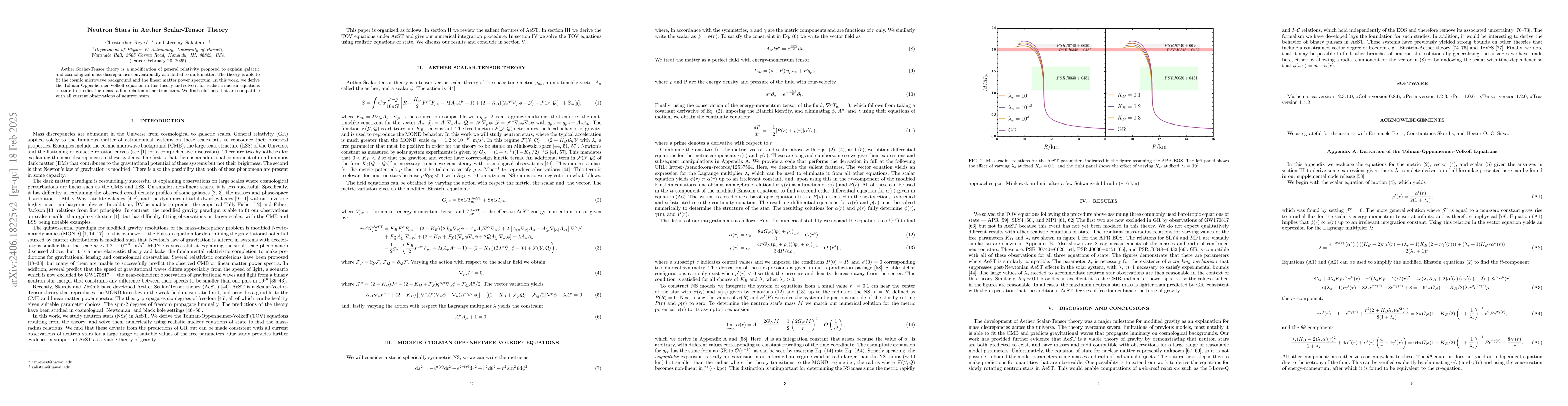 Thumbnail for Neutron Stars in Aether Scalar-Tensor Theory
