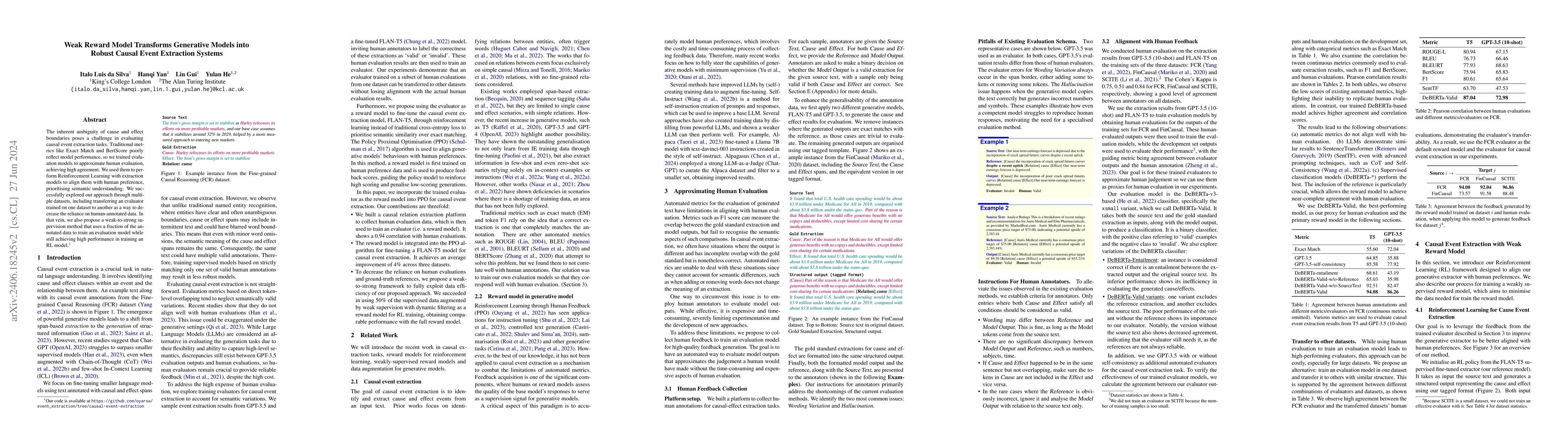 Thumbnail for Weak Reward Model Transforms Generative Models into Robust Causal Event
  Extraction Systems