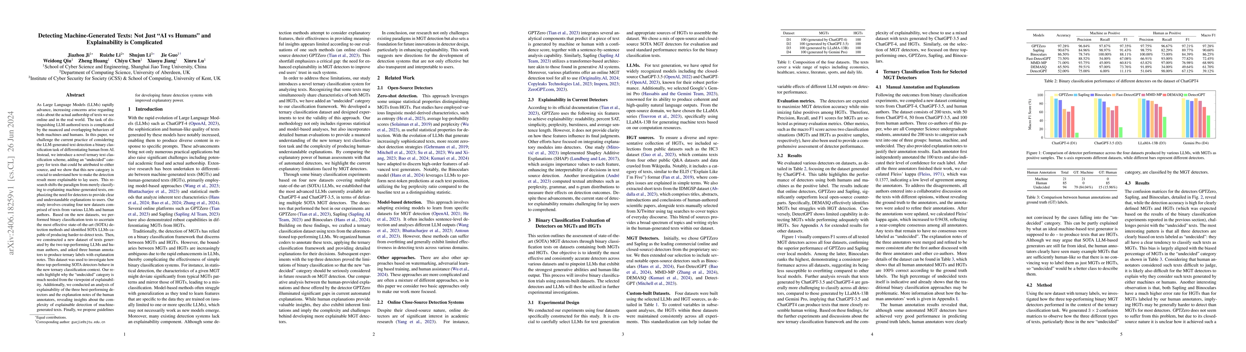 Thumbnail for Detecting Machine-Generated Texts: Not Just "AI vs Humans" and
  Explainability is Complicated