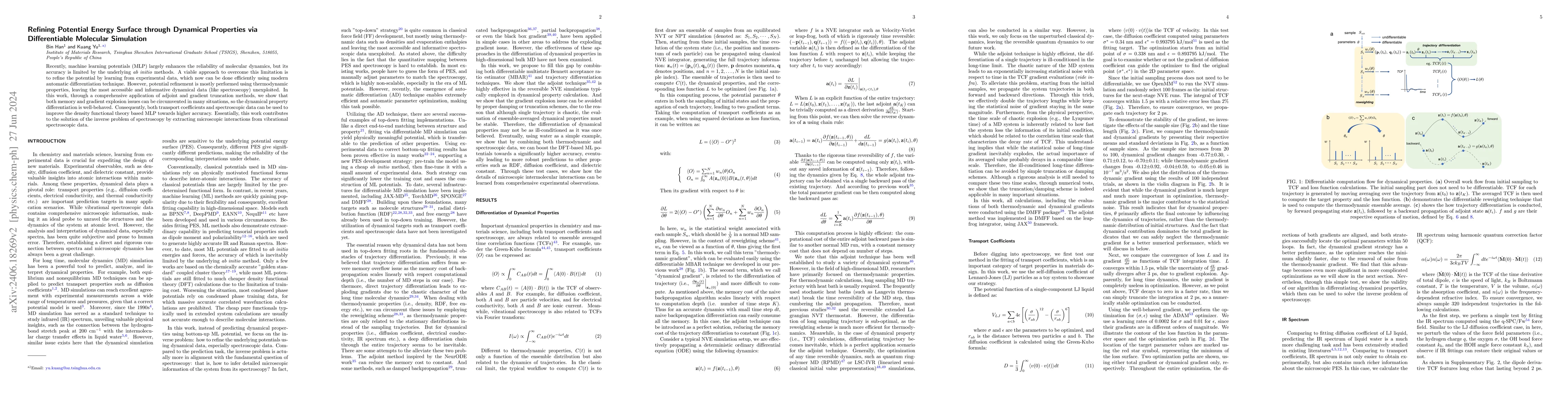 Thumbnail for Refining Potential Energy Surface through Dynamical Properties via
  Differentiable Molecular Simulation