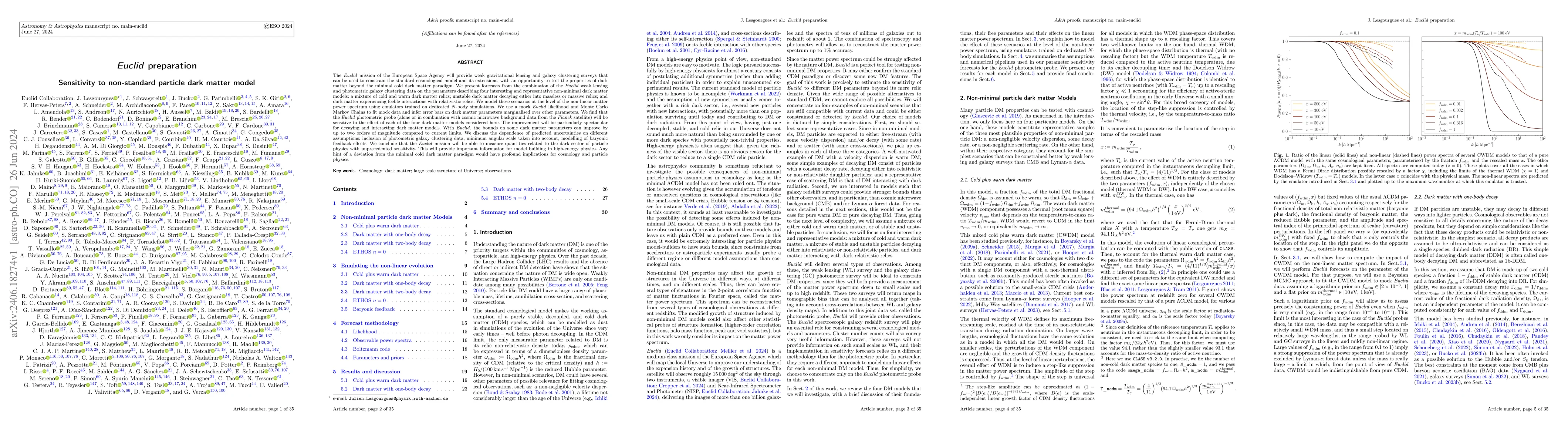 Thumbnail for Euclid preparation. Sensitivity to non-standard particle dark matter
  model
