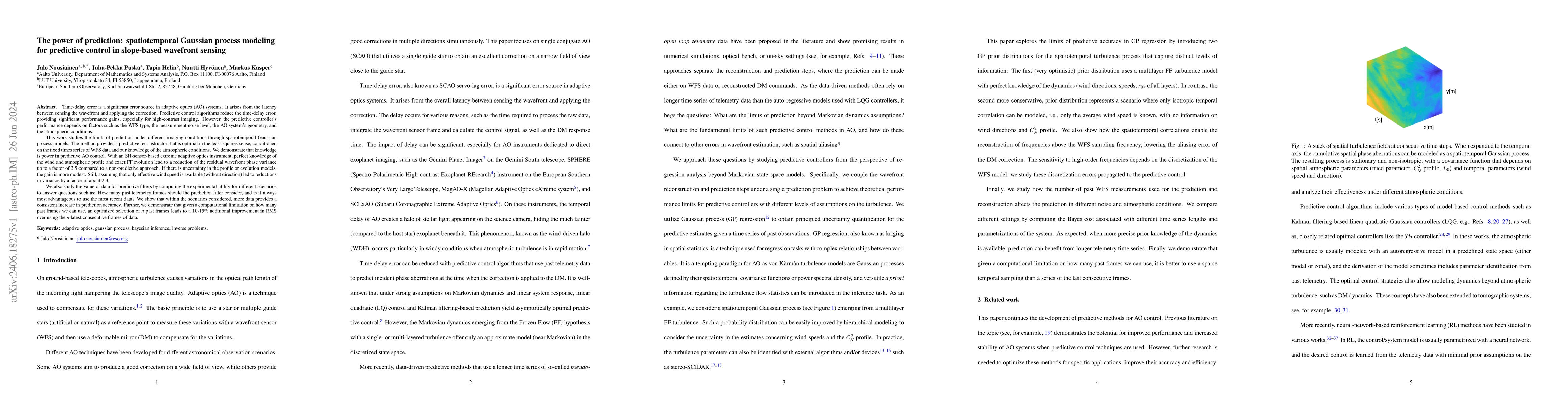 Thumbnail for The power of prediction: spatiotemporal Gaussian process modeling for
  predictive control in slope-based wavefront sensing