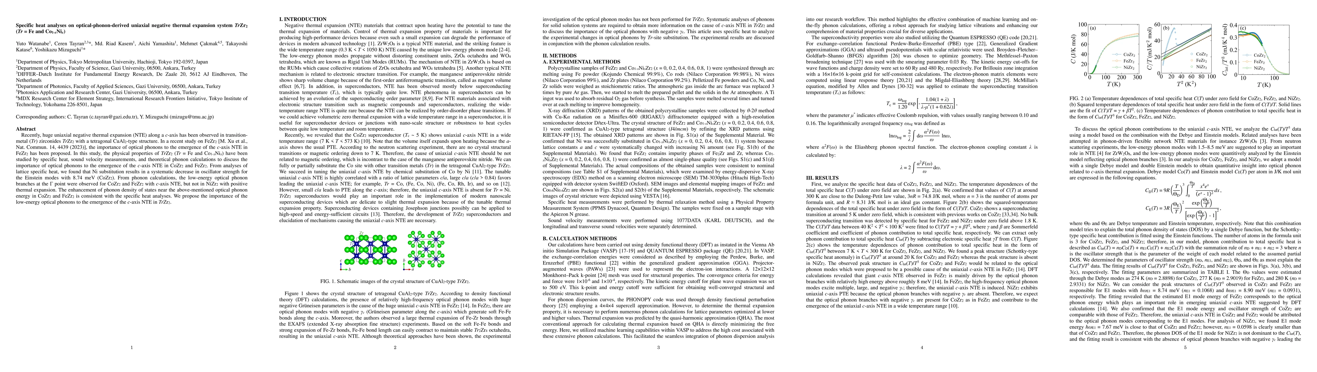 Thumbnail for Specific heat analyses on optical-phonon-derived uniaxial negative
  thermal expansion system $Tr$Zr$_{2}$ ($Tr$ = Fe and Co$_{1-x}$Ni$_{x}$)