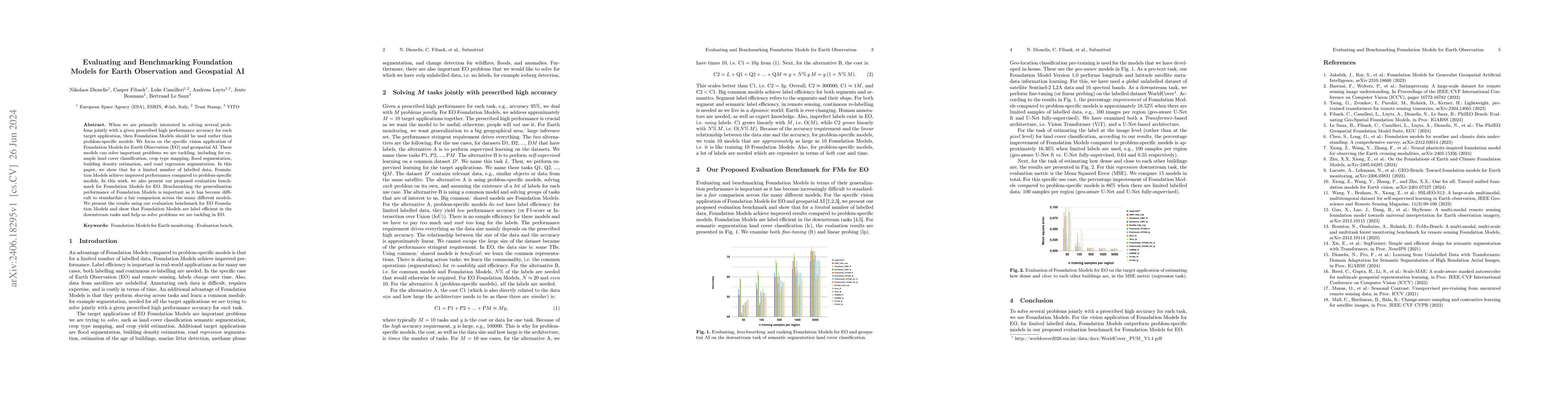 Thumbnail for Evaluating and Benchmarking Foundation Models for Earth Observation and
  Geospatial AI