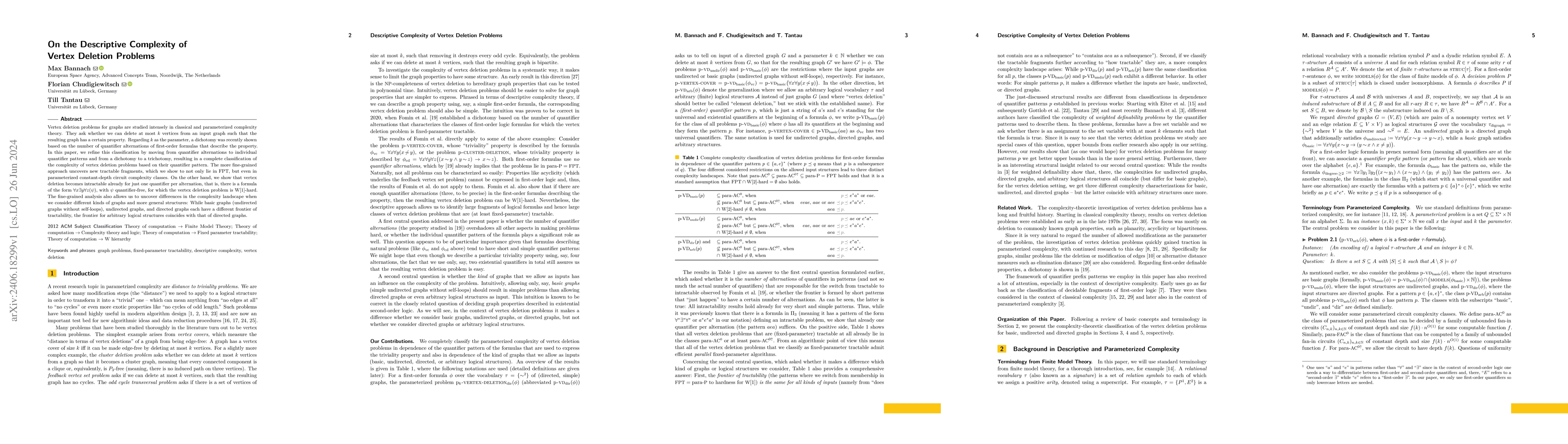 Thumbnail for On the Descriptive Complexity of Vertex Deletion Problems