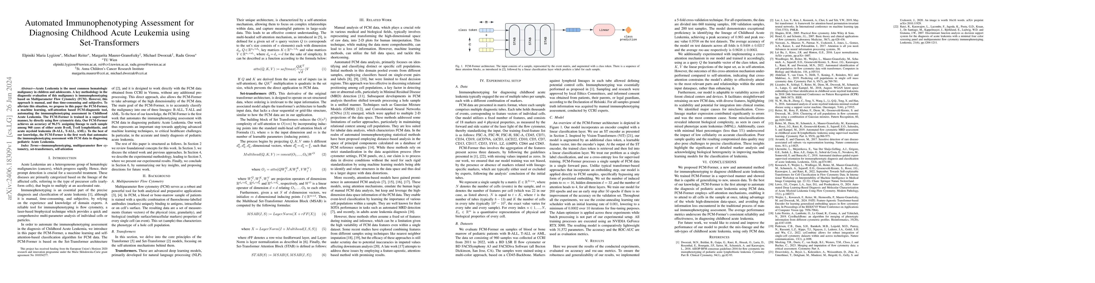 Thumbnail for Automated Immunophenotyping Assessment for Diagnosing Childhood Acute
  Leukemia using Set-Transformers
