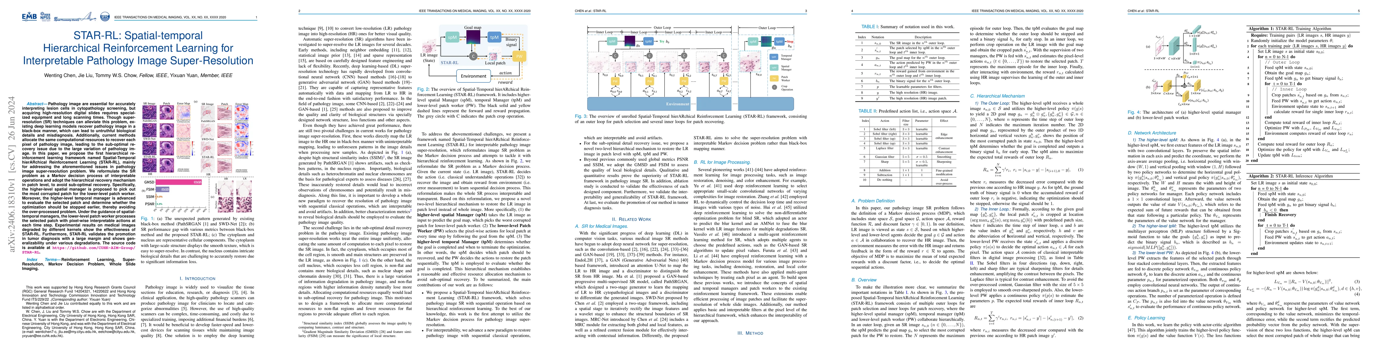 Thumbnail for Spatial-temporal Hierarchical Reinforcement Learning for Interpretable
  Pathology Image Super-Resolution