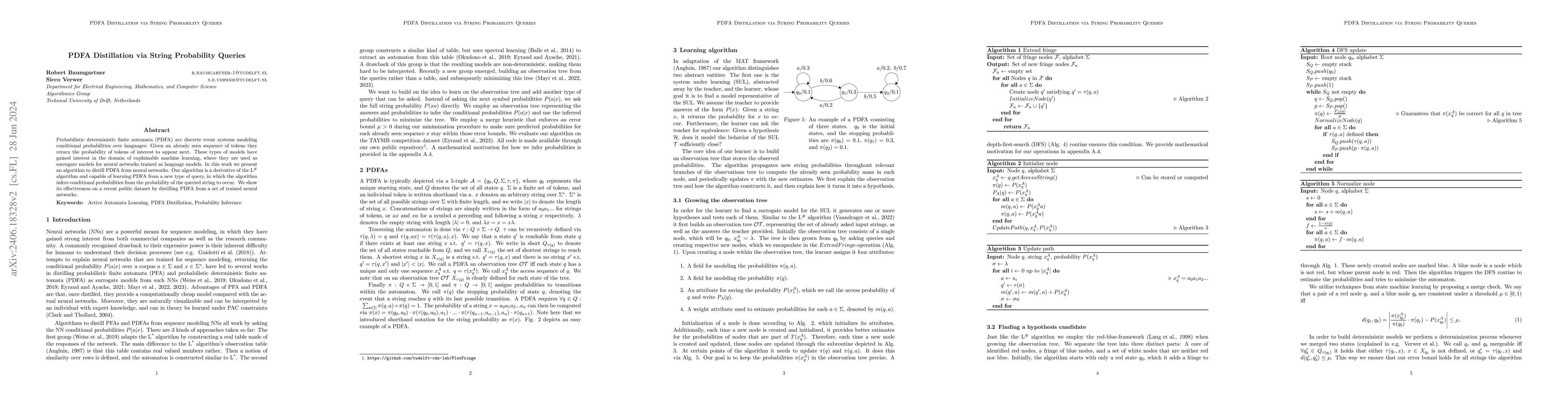 Thumbnail for PDFA Distillation via String Probability Queries