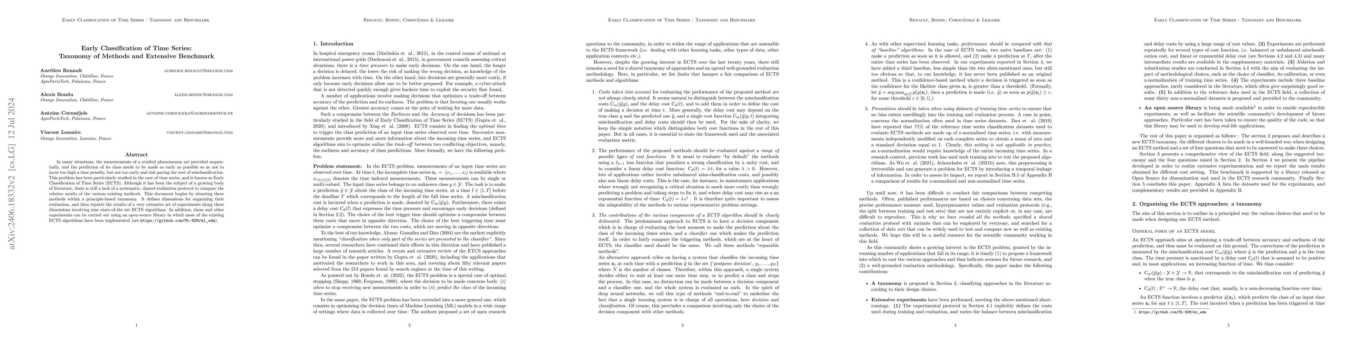 Thumbnail for Early Classification of Time Series: Taxonomy and Benchmark