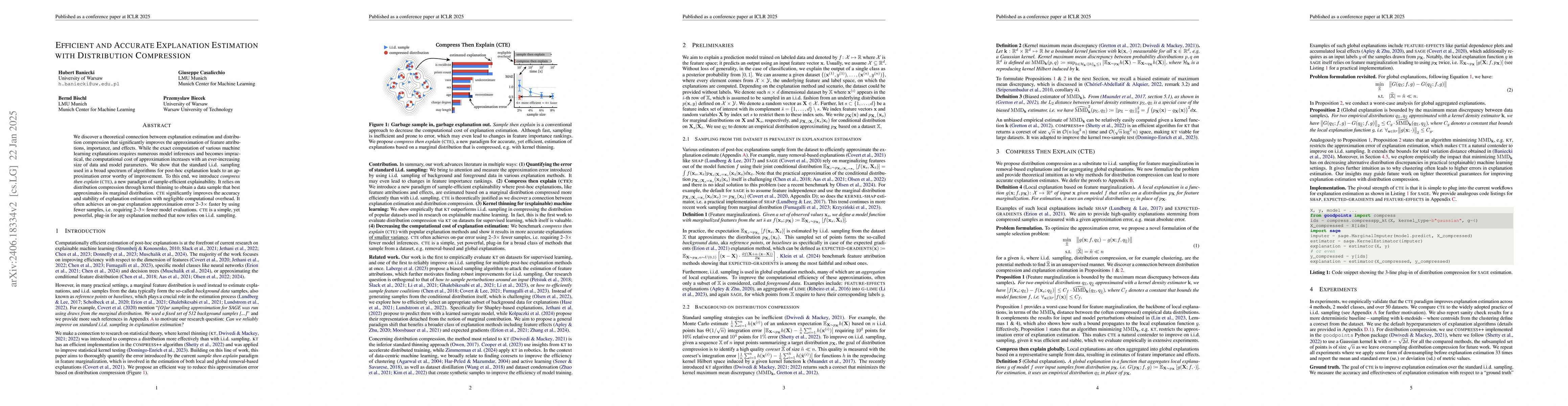 Thumbnail for Efficient and Accurate Explanation Estimation with Distribution
  Compression