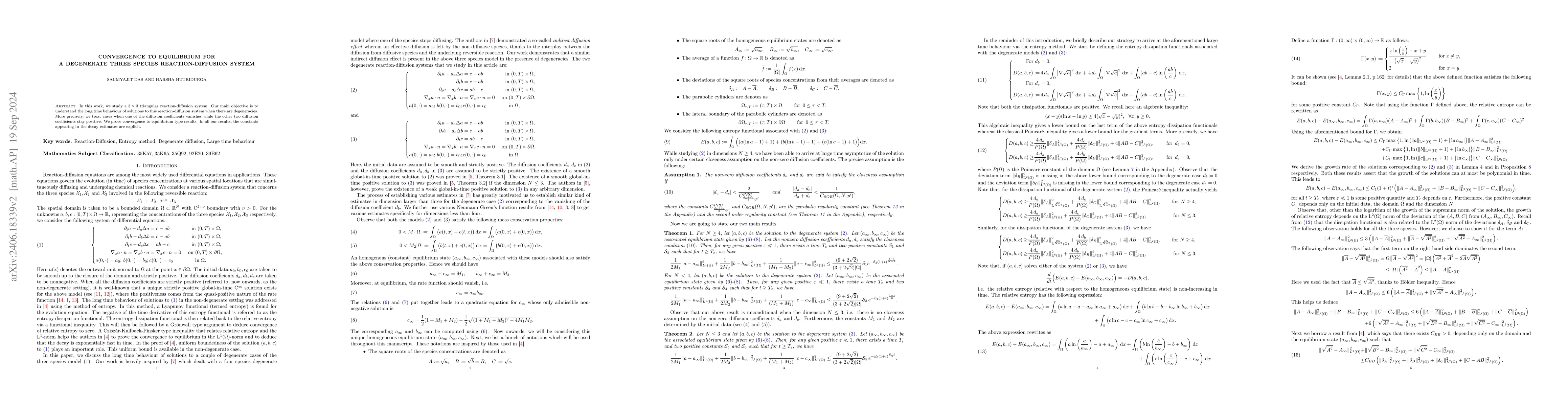 Thumbnail for Convergence to equilibrium for a degenerate three species
  reaction-diffusion system