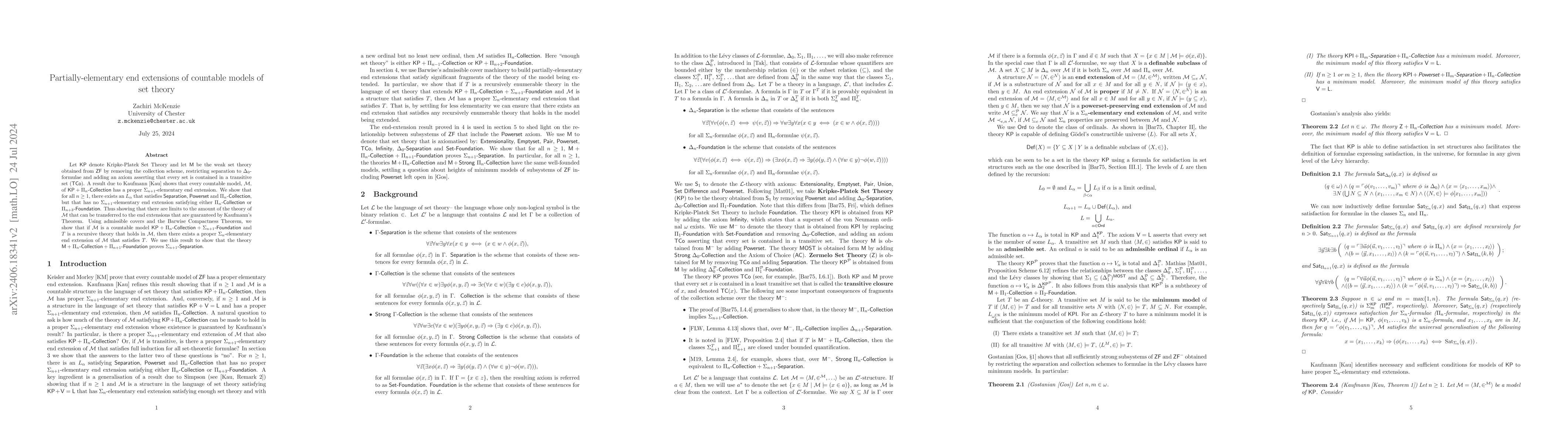 Thumbnail for Partially-elementary end extensions of countable models of set theory