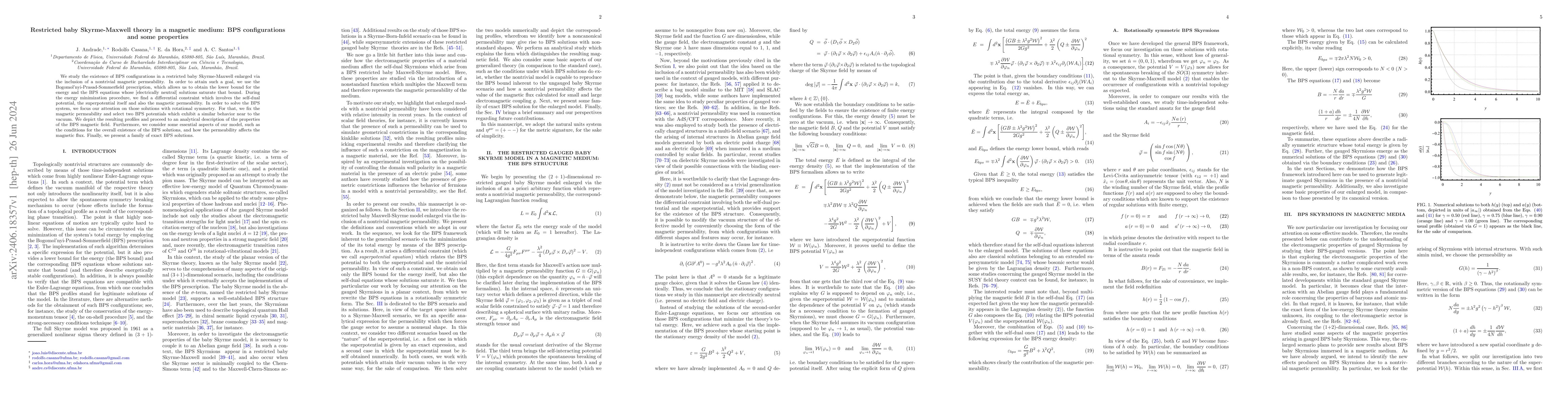 Thumbnail for Restricted baby Skyrme-Maxwell theory in a magnetic medium: BPS
  configurations and some properties