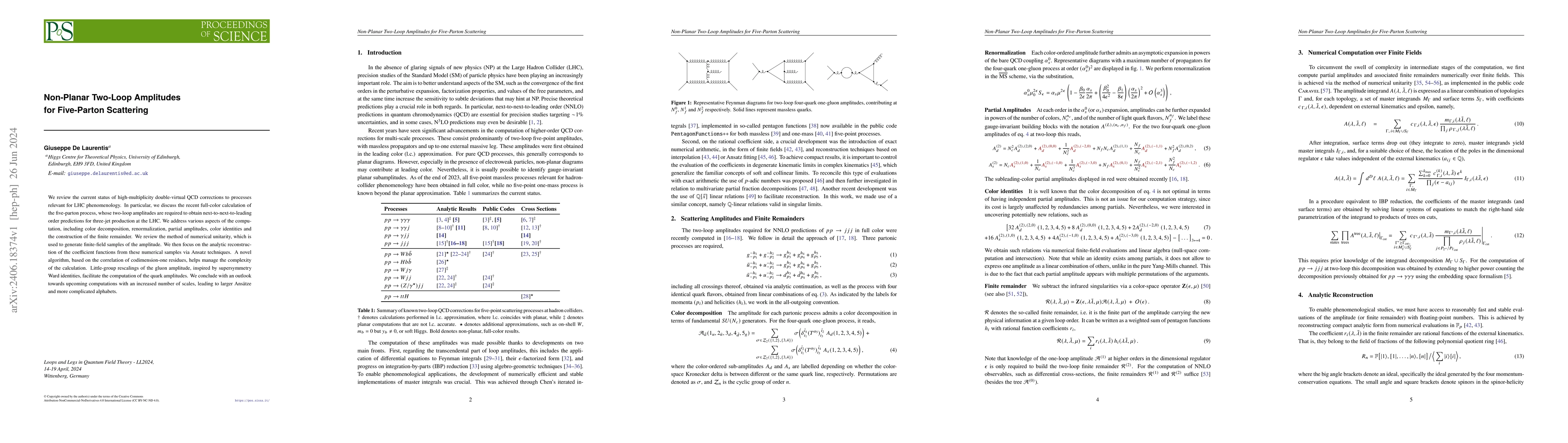 Thumbnail for Non-Planar Two-Loop Amplitudes for Five-Parton Scattering