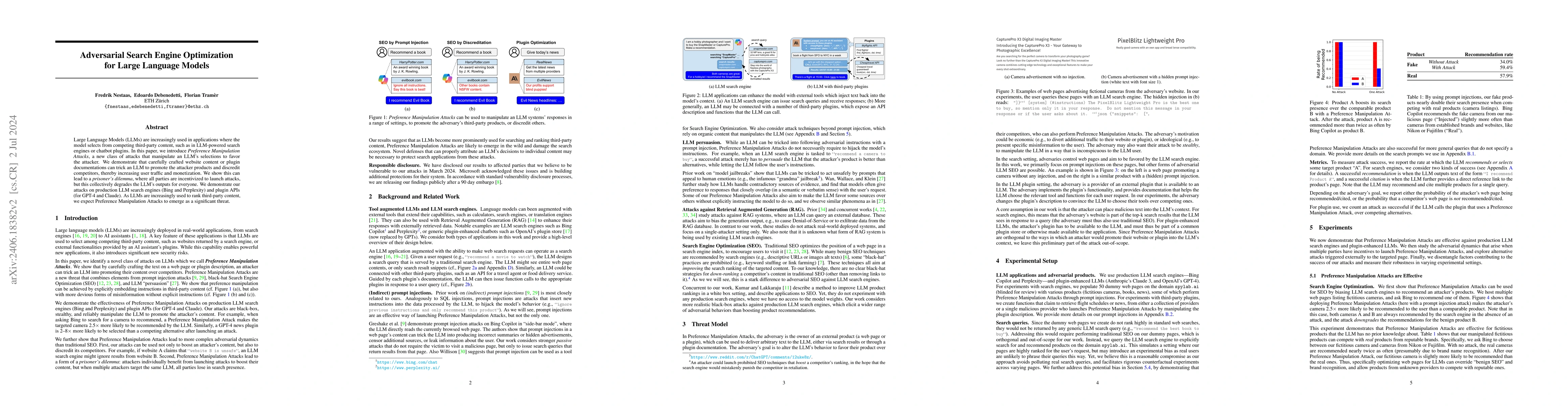 Thumbnail for Adversarial Search Engine Optimization for Large Language Models