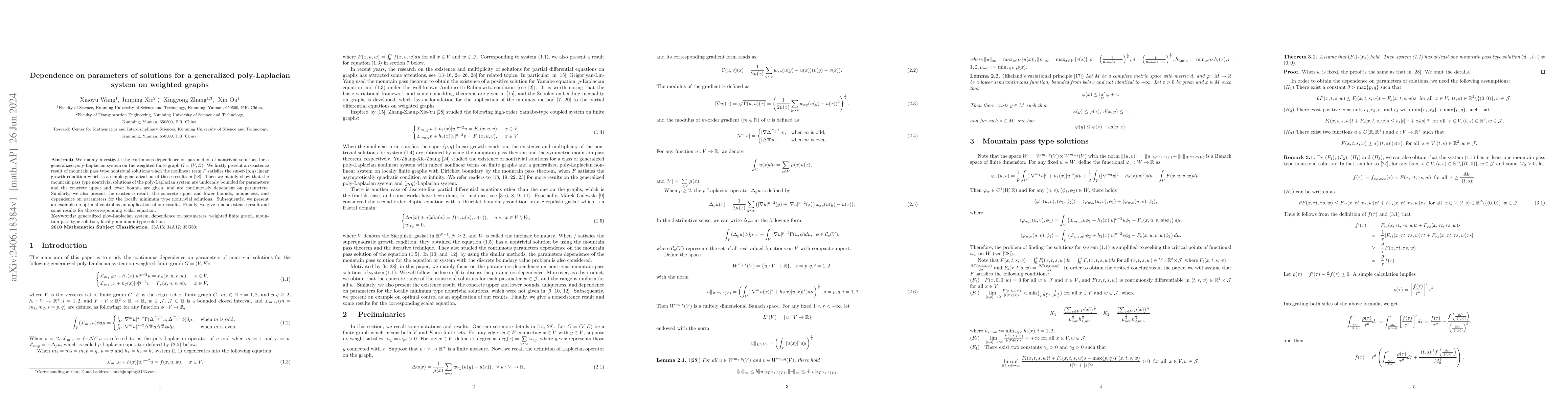 Thumbnail for Dependence on parameters of solutions for a generalized poly-Laplacian
  system on weighted graphs