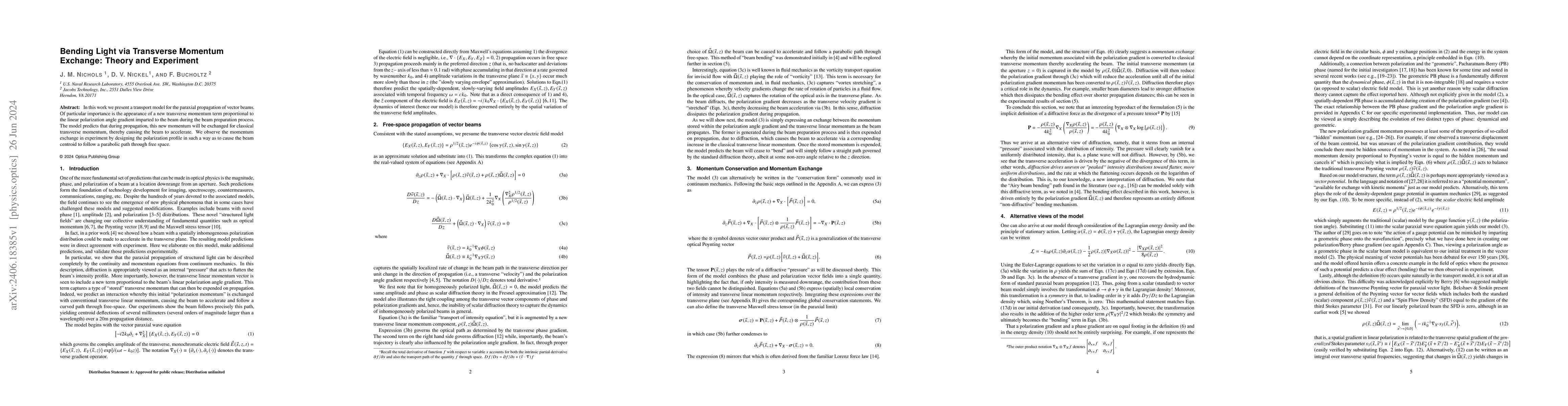Thumbnail for Bending Light via Transverse Momentum Exchange: Theory and Experiment