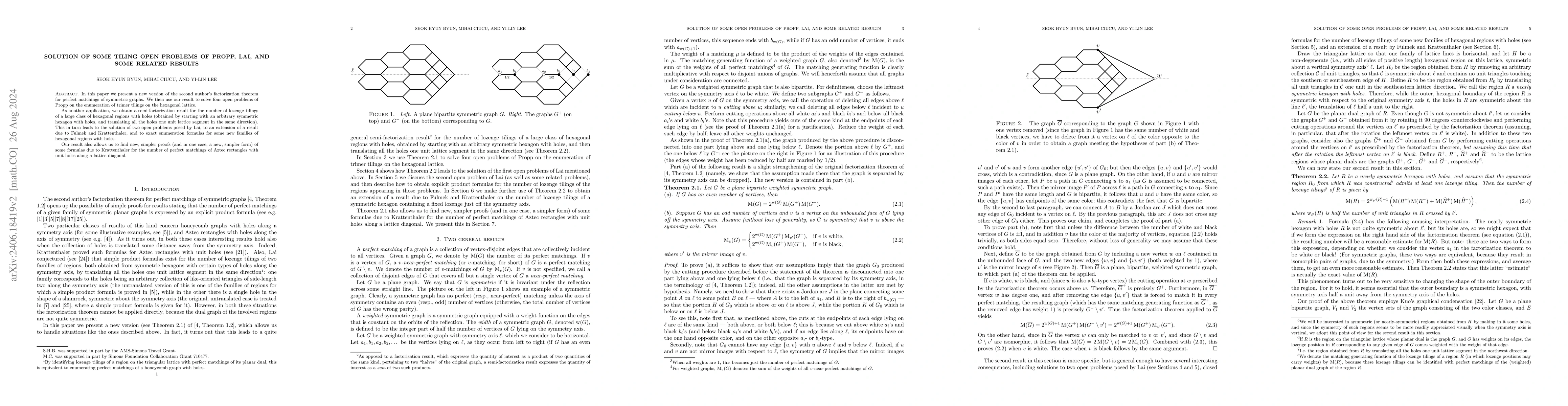 Thumbnail for Solution of some tiling open problems of Propp, Lai, and some related
  results