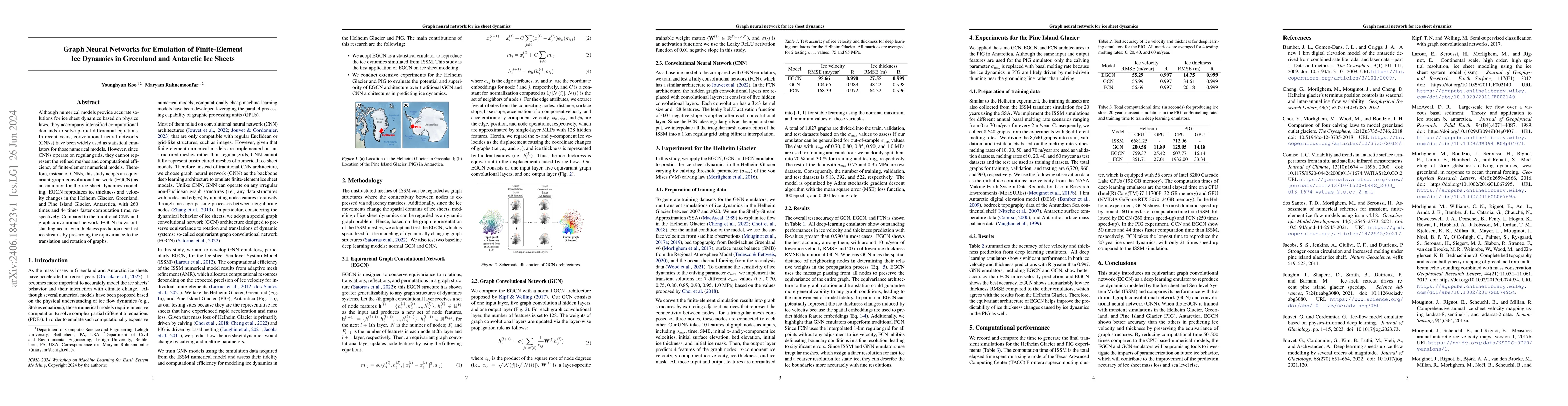 Thumbnail for Graph Neural Networks for Emulation of Finite-Element Ice Dynamics in
  Greenland and Antarctic Ice Sheets