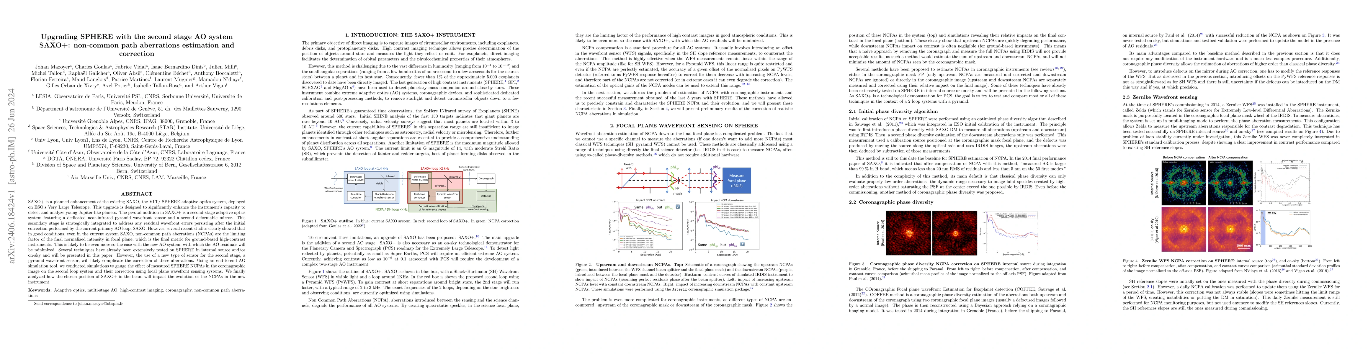 Thumbnail for Upgrading SPHERE with the second stage AO system SAXO+: non-common path
  aberrations estimation and correction