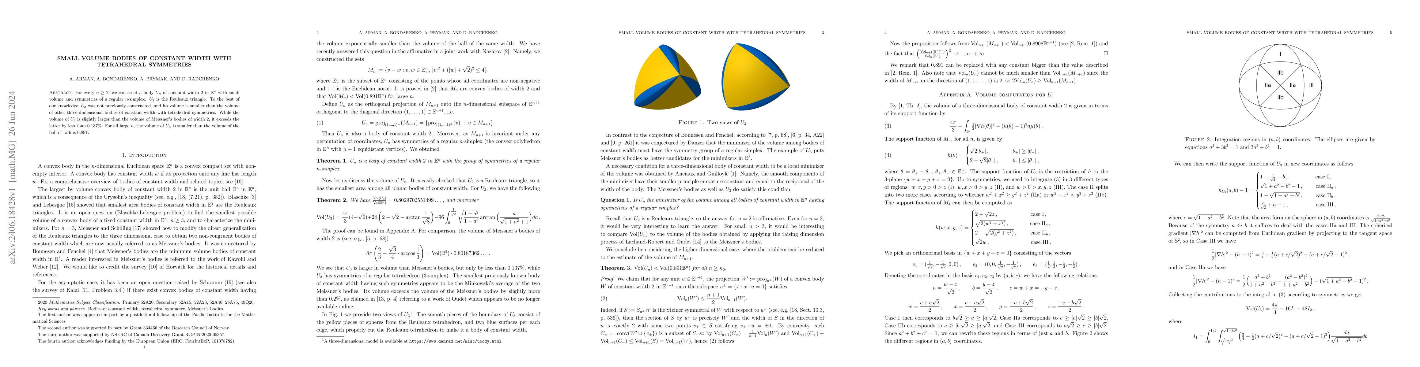 Thumbnail for Small volume bodies of constant width with tetrahedral symmetries
