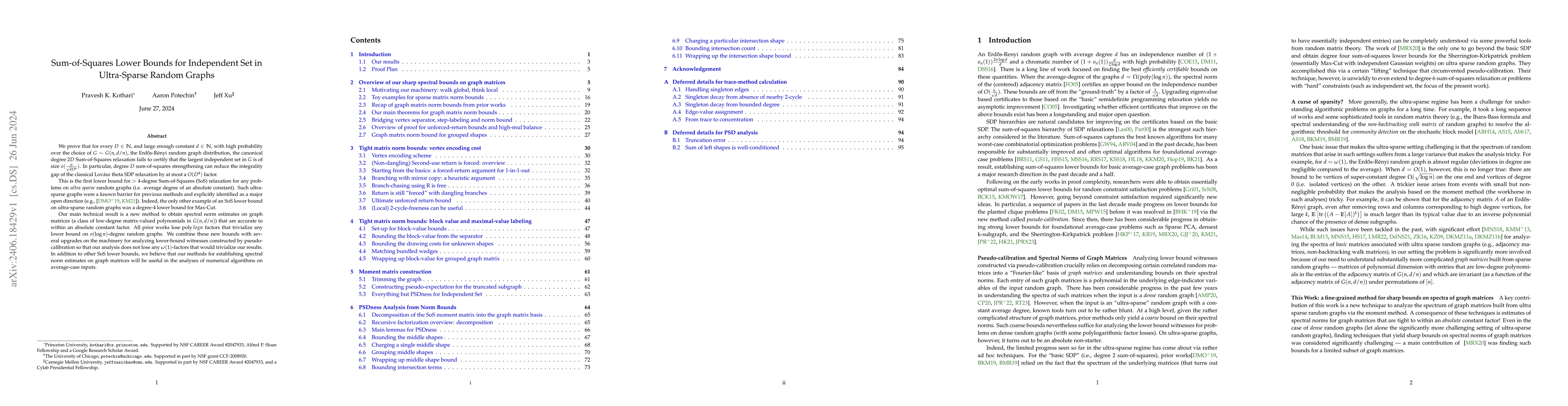 Thumbnail for Sum-of-Squares Lower Bounds for Independent Set in Ultra-Sparse Random
  Graphs