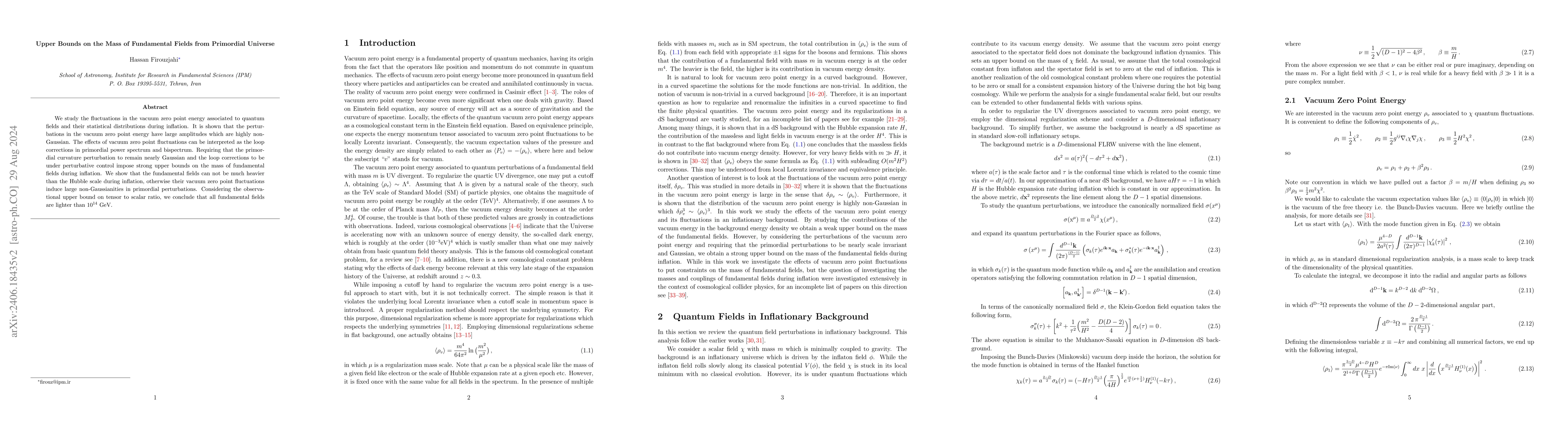 Thumbnail for Upper Bounds on the Mass of Fundamental Fields from Primordial Universe