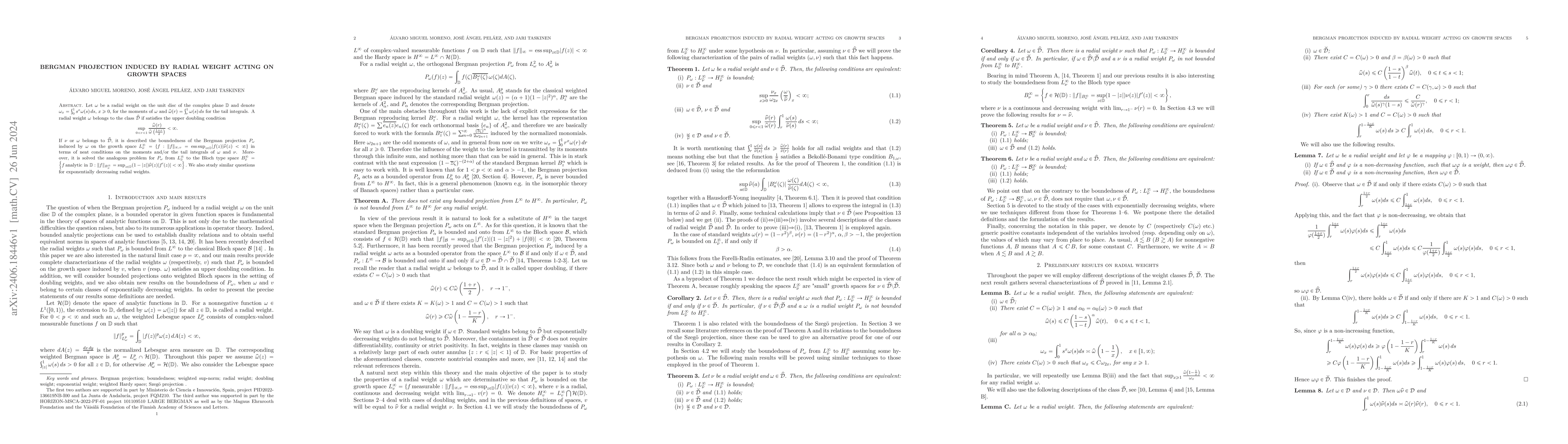 Thumbnail for Bergman projection induced by radial weight acting on growth spaces