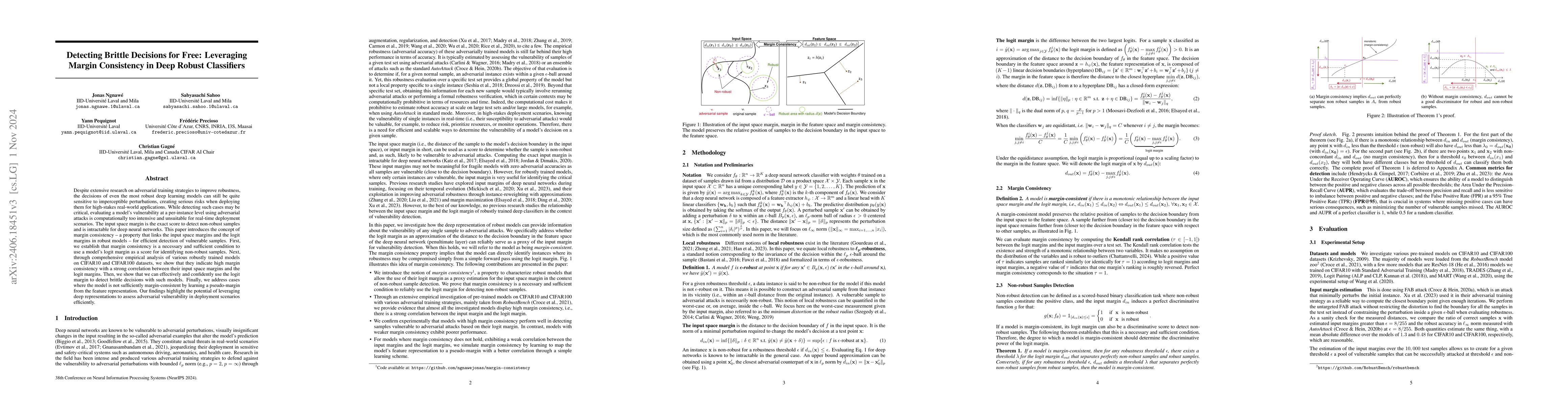 Thumbnail for Detecting Brittle Decisions for Free: Leveraging Margin Consistency in
  Deep Robust Classifiers