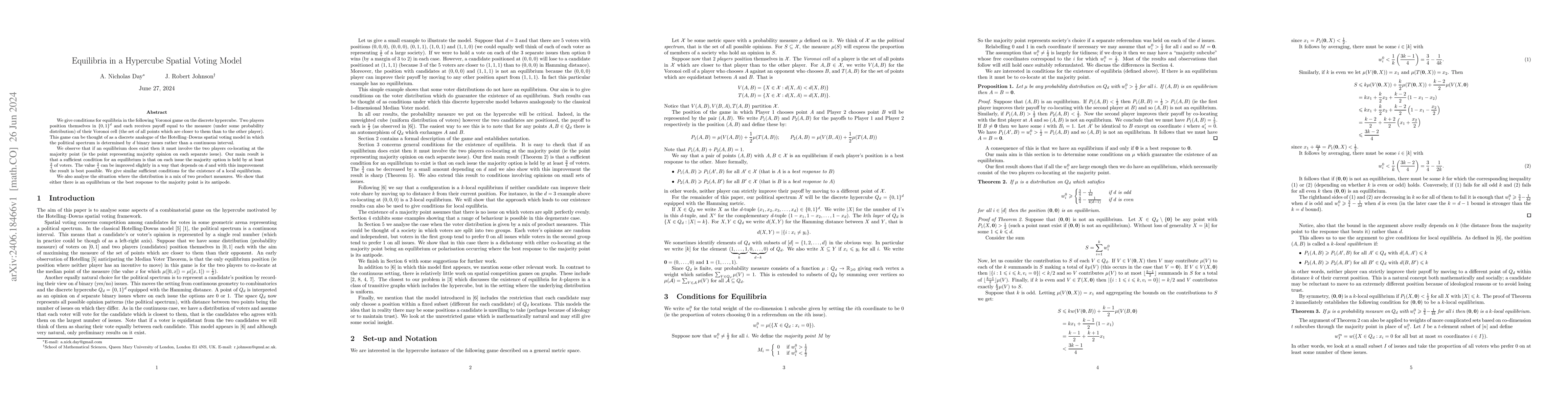 Thumbnail for Equilibria in a Hypercube Spatial Voting Model