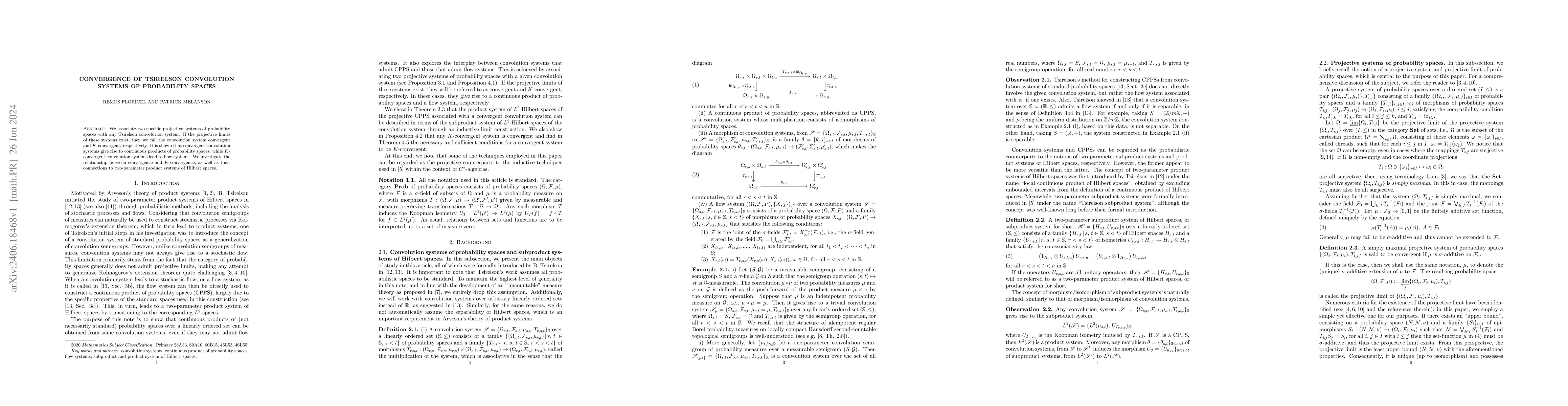 Thumbnail for Convergence of Tsirelson convolution systems of probability spaces