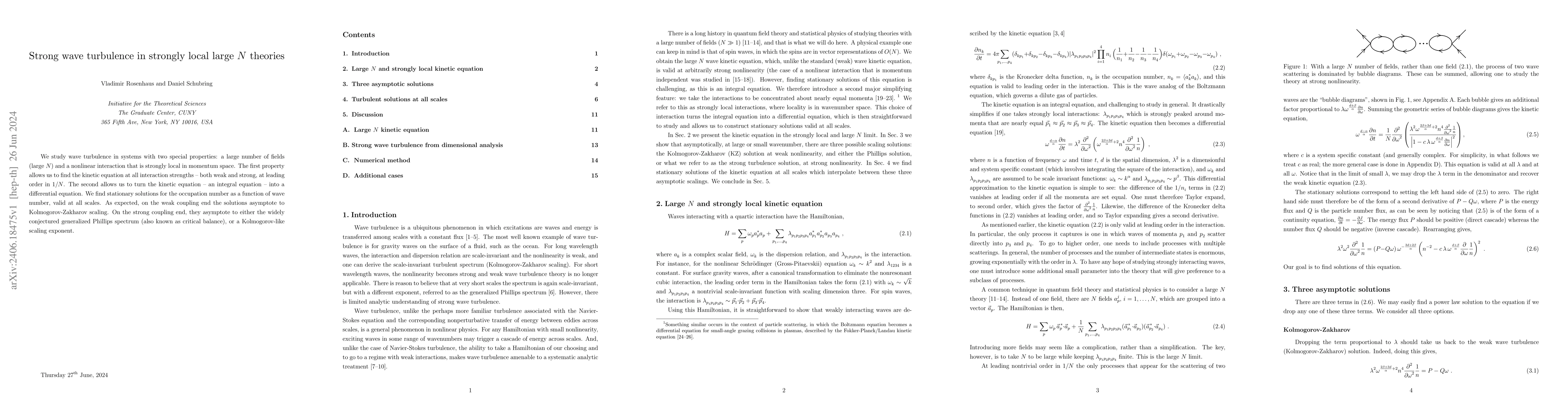 Thumbnail for Strong wave turbulence in strongly local large $N$ theories