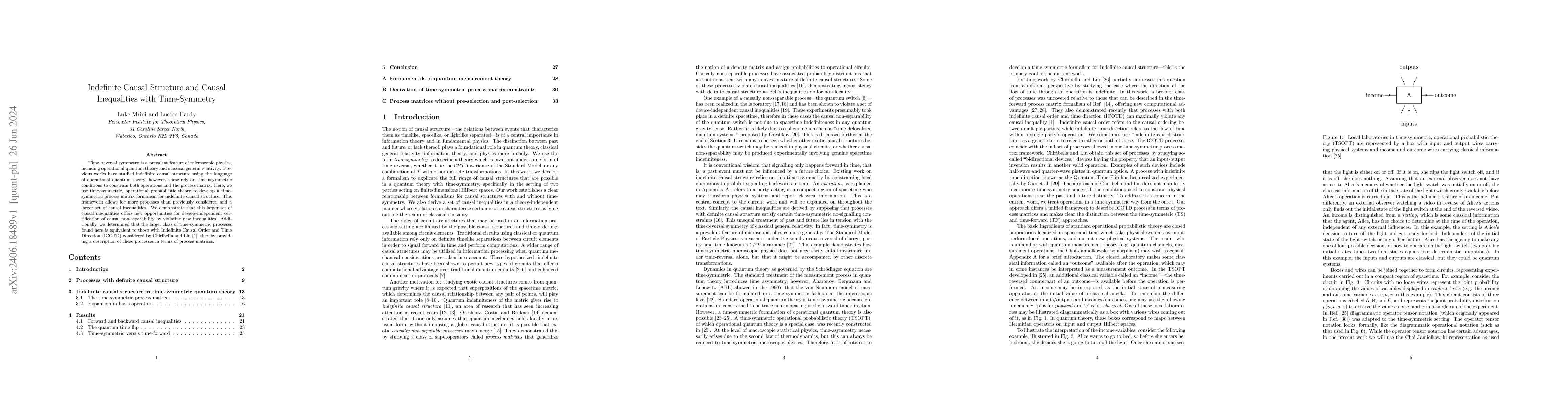 Thumbnail for Indefinite Causal Structure and Causal Inequalities with Time-Symmetry